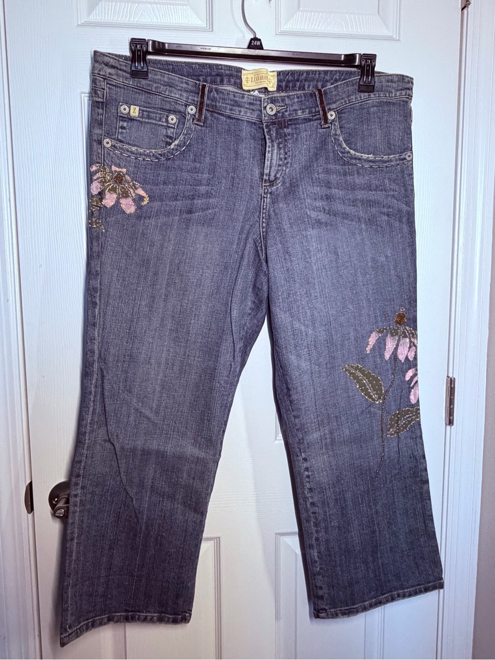 Z. Cavaricci Jeans with Pink Floral Embroidery